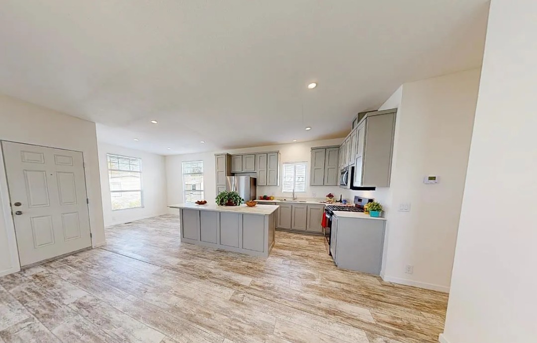 Open living area with large windows